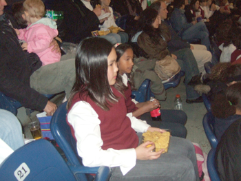 Dewson students sing O Canada at Ricoh Coliseum , Hockey Game . 015