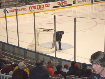 Dewson students sing O Canada at Ricoh Coliseum , Hockey Game . 017