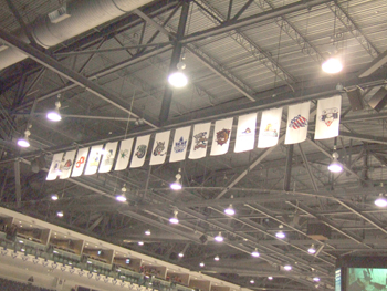 Dewson students sing O Canada at Ricoh Coliseum , Hockey Game . 019