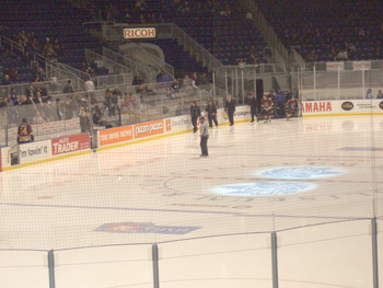 Dewson students sing O Canada at Ricoh Coliseum , Hockey Game . 020