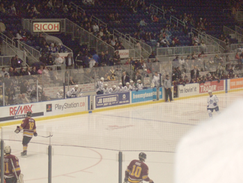 Dewson students sing O Canada at Ricoh Coliseum , Hockey Game . 024