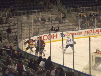 Dewson students sing O Canada at Ricoh Coliseum , Hockey Game . 027