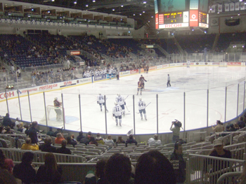 Dewson students sing O Canada at Ricoh Coliseum , Hockey Game . 029