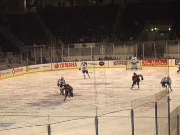 Dewson students sing O Canada at Ricoh Coliseum , Hockey Game . 033