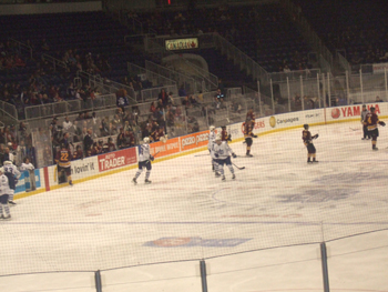 Dewson students sing O Canada at Ricoh Coliseum , Hockey Game . 034