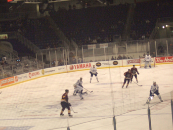 Dewson students sing O Canada at Ricoh Coliseum , Hockey Game . 039