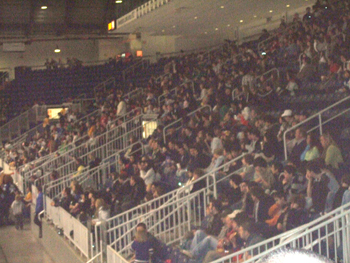 Dewson students sing O Canada at Ricoh Coliseum , Hockey Game . 043