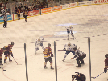 Dewson students sing O Canada at Ricoh Coliseum , Hockey Game . 046