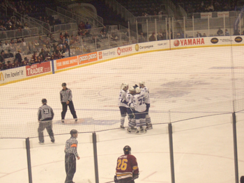 Dewson students sing O Canada at Ricoh Coliseum , Hockey Game . 047